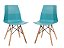 Cadeira Design Fixa Anatômica em Polipropileno com Pés em Madeira ANM 6007 Azul - Kit 2 - Imagem 1
