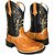 Bota Texana Camel Cano Preto Reforçada Sola Preta Bico Quadrado - Imagem 2