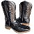 Bota Texana Estampa Avest Preto Cano Preto Sola Marrom Bico Quadr - Imagem 1