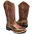 Bota Texana Feminina Laser Lírios Sola Preta Bico Quadrado - Imagem 1