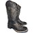 Bota Texana Feminina Laser Fundo Havana Strass Sola Preta Bico Qu - Imagem 2