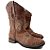 Bota Tex Feminina TS Camel Strass Cano Curto Salto Madeira Bico Q - Imagem 2
