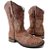 Bota Tex Feminina TS Camel Strass Cano Curto Salto Madeira Bico Q - Imagem 1