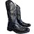 Bota Texana Feminina Touro Sentado Preto Asa Sola Preta Bico Quad - Imagem 1