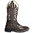 Bota Texana Feminina Touro Sentado Laser Brown Sola Preta Bico Qu - Imagem 3