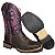 Bota Texana Feminina Crazy Horse Bord Rosa Salto Madeira Bico Qua - Imagem 3
