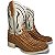 Bota Texana Bambu Camel Sola Marfim Bico Quadrado - Imagem 1