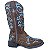 Bota Texana Feminina Touro Sentado Camel Azul Strass Bico Quadrad - Imagem 3
