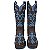 Bota Texana Feminina Touro Sentado Camel Azul Strass Bico Quadrad - Imagem 4