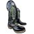 Bota Texana Cano Alto Preto Cocar Carrapeta Bico Quadrado - Imagem 2