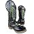 Bota Texana Cano Alto Preto Cocar Carrapeta Bico Quadrado - Imagem 1