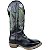 Bota Texana Cano Alto Preto Cocar Carrapeta Bico Quadrado - Imagem 3