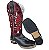 Bota Texana Cano Alto Preto Cocar Vermelho Carrapeta Bico Quadrad - Imagem 3