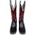 Bota Texana Cano Alto Preto Cocar Vermelho Carrapeta Bico Quadrad - Imagem 5