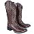 Bota Texana Feminina Café Bordado com Strass Bico Quadrado - Imagem 2