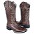 Bota Texana Feminina Café Bordado com Strass Bico Quadrado - Imagem 1
