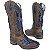 Bota Texana Feminina Touro Sentado Camel Fire Azul Strass Bico Q - Imagem 2