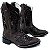 Bota Texana Feminina Laser Café Promo Sola Preta Bico Quadrado - Imagem 1