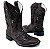 Bota Texana Feminina Laser Café Promo Sola Preta Bico Quadrado - Imagem 2