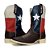 Bota Texana Estrela Americana Sola Marfim Bico Quadrado - Imagem 1