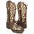 Bota Texana Feminina Laser Ouro Strass Sola Marrom Bico Quadrado - Imagem 2