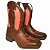 Bota Texana Feminina Lirios Rosa Sola Café Bico Quadrado - Imagem 1
