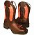 Bota Texana Feminina Lirios Rosa Sola Café Bico Quadrado - Imagem 2