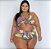 Sunquini Plus Size Lycra Franzido No Busto Estampado - Imagem 2