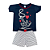 Pijama Baby Doll Infantil Feminino Estampa âncora blusa azul marinho short branco c listras azuis- Lily Pijamas - Imagem 1