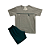 Pijama Infantil Masculino Meia Manga Cinza Claro e Verde Escuro - Lily Pijamas - Imagem 1