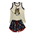 Pijama Infantil Feminino Short Doll Creme e Azul Escuro Bordado - Lily Pijamas - Imagem 1