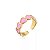 Anel Semijoia Coração colorido banho Ouro 18k ajustável - Imagem 5