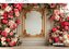 Fundo Fotográfico Boiserie Flores com dourado - Imagem 1