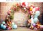 Fundo Fotográfico Sublimado  Tijolinhos Flores arco - Imagem 1