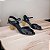 Sandália média tiras em couro preto salto madeira Cláudia Mourão - Imagem 2
