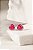 Brinco coração rosa bordado - banho de ródio branco - Imagem 2