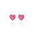Brinco coração rosa bordado - banho de ródio branco - Imagem 3