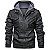 Jaqueta Masculina De Couro Motoqueiro com capuz removivel Moda Inverno 2021 - Imagem 4