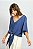 Blusa Manga Ampla Decote V Botões Amarração - Imagem 2