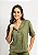Blusa Ampla Decote V Gola Botão - Imagem 3