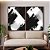 Duo de Quadros Abstrato Preto e Branco Arte Efeito Pintura Canvas Com Moldura - Imagem 4