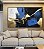 Quadro Horizontal Abstrato Cores Azul Dourado Preto e Branco Arte Canvas com Moldura - Imagem 3