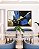 Quadro Horizontal Abstrato Cores Azul Dourado Preto e Branco Arte Canvas com Moldura - Imagem 1