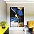 Quadro Vertical Abstrato Cores Azul Dourado Preto e Branco Arte Canvas com Moldura - Imagem 2