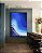 Quadro Vertical Abstrato Azul Branco Ondas Listras Moderno Canvas Com Moldura - Imagem 2