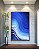 Quadro Vertical Abstrato Azul Branco Ondas Listras Moderno Canvas Com Moldura - Imagem 3