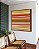 Quadro Quadrado Laranja Amarelo Branco Degradê Com Listras Arte em Canvas com Moldura - Imagem 1