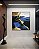 Quadro Quadrado Abstrato Cores Azul Dourado Preto e Branco Arte Canvas com Moldura - Imagem 2