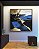 Quadro Quadrado Abstrato Cores Azul Dourado Preto e Branco Arte Canvas com Moldura - Imagem 3