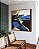 Quadro Quadrado Abstrato Cores Azul Dourado Preto e Branco Arte Canvas com Moldura - Imagem 4